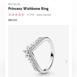 PANDORA Princess Wishbone Ring Size 5